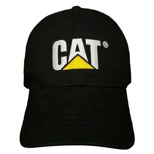 CAT Machinery Dad Hat‎ Cap Black Canvas Strapback w/ Metal Clasp Adjustable New
